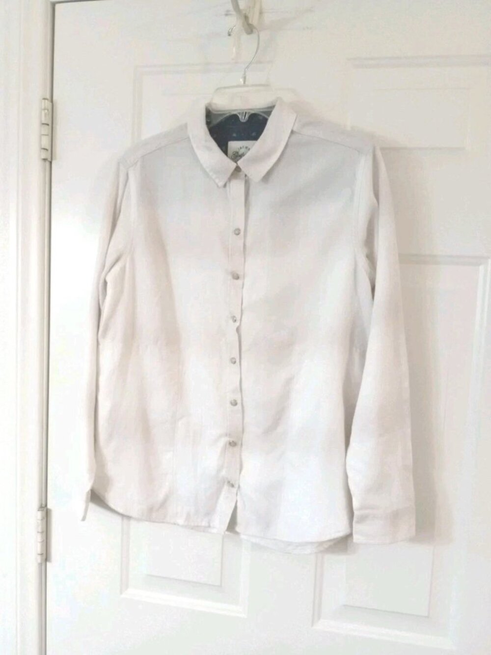 JACHS Girlfriend New York White Flannel Long Sleeve Pearl Snap Size Medium Shirt